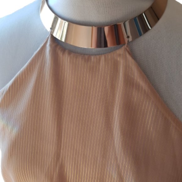 H&M // Beige Gold Maxi Halter Dress - Picture 4 of 6